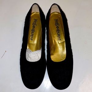 Yves Saint Laurent Black Embroidered Shoes